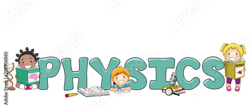 Kids Physics Lettering Illustration