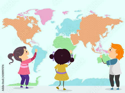 Stickman Kids Map Pattern S...