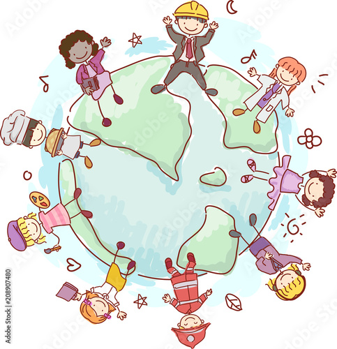 Stickman Kids Profession Ar...