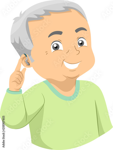 Senior Man Hearing Aid Illustration