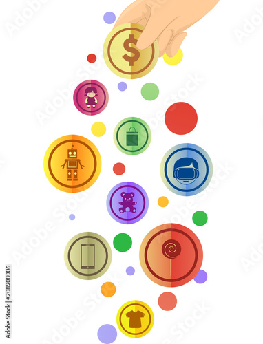 Hand Gold Coin Spend Illustration