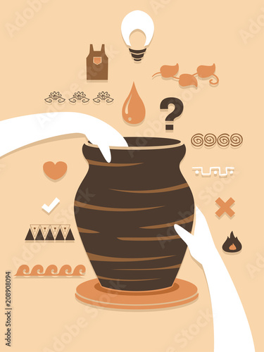 Hands Flat Pottery Illustra...