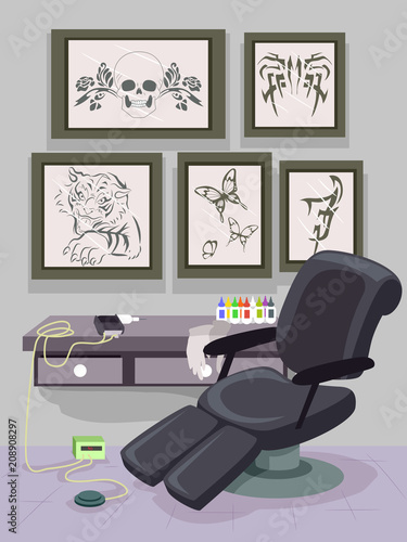 Interior Tattoo Shop Illust...