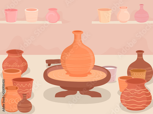 Pottery Making Workshop Illustration
