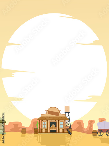 Old West Sunset Background Illustration