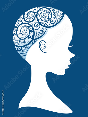 Silhouette Girl Alopecia Illustration