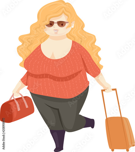 Girl Fat Positivity Travel Illustration