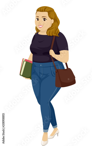 Teen Girl Fat Student Illustration