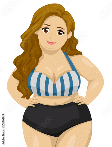 Teen Girl Fat Swimsuit Illustration