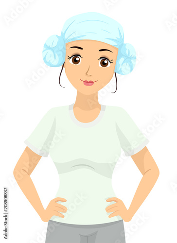 Teen Girl Korean Spa Head Towel Illustration