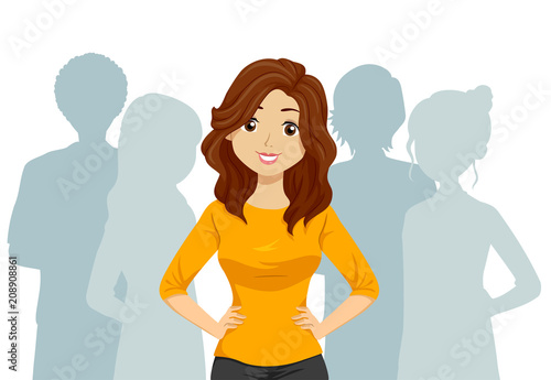 Teen Girl Leader Illustration