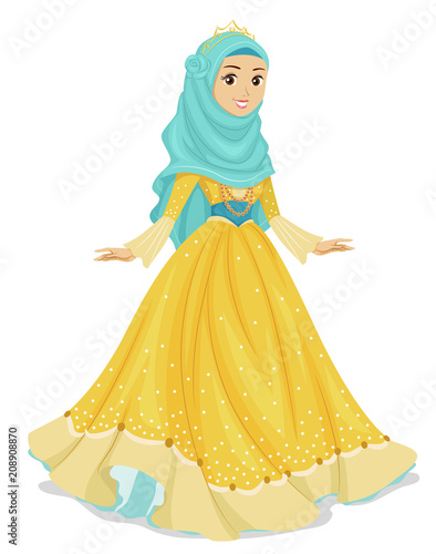 Teen Girl Muslim Princess Illustration
