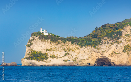 Cape Miseno Lighthouse, Napoli, Italy in sunny summer day