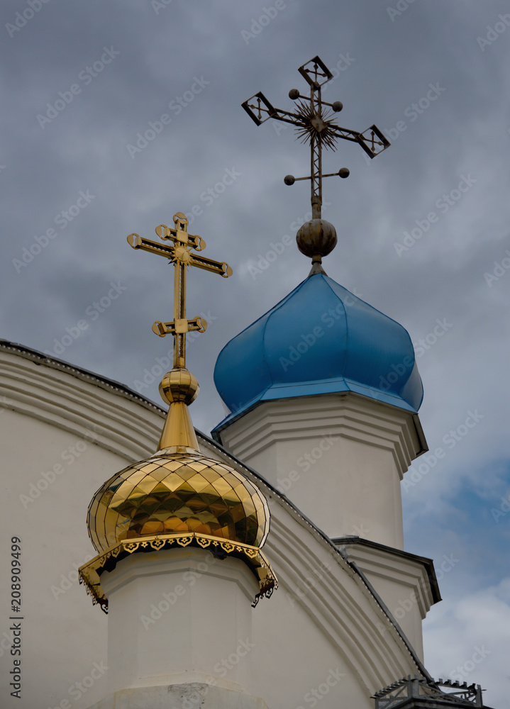 Russia. South of Western Siberia, the village Krasnoe. A fragment of the Orthodox Church of the Holy Trinity