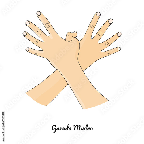 Garuda Mudra / Gesture of Eagle. Vector.
