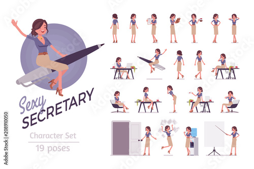Female office sexy secretary ready-to-use character set