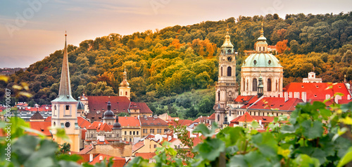 Vineyard of Prague and St Nicholas church, Czech Republic photo