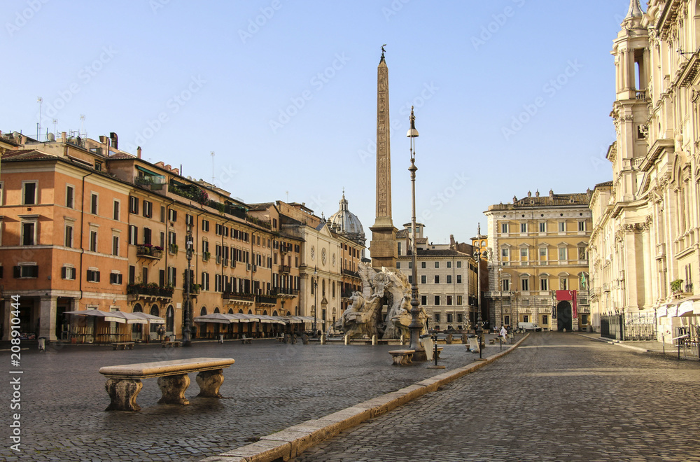 View of Navona Square (Piazza Navona) in Rome, Italy.