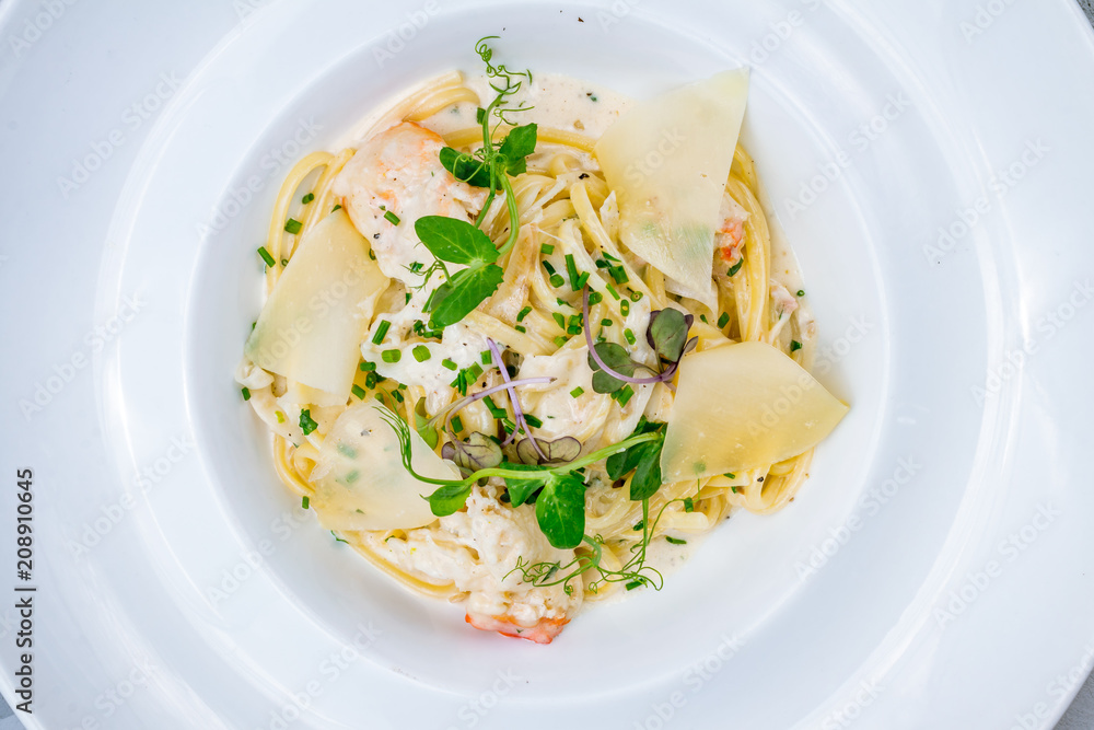 Linguini pasta with crab Linguini pasta with crab