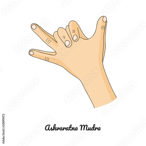 Ashvaratna Mudra / Gesture of Precious Horse. Vector.