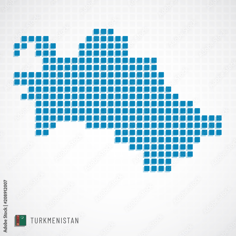 Fototapeta premium Turkmenistan map and flag icon