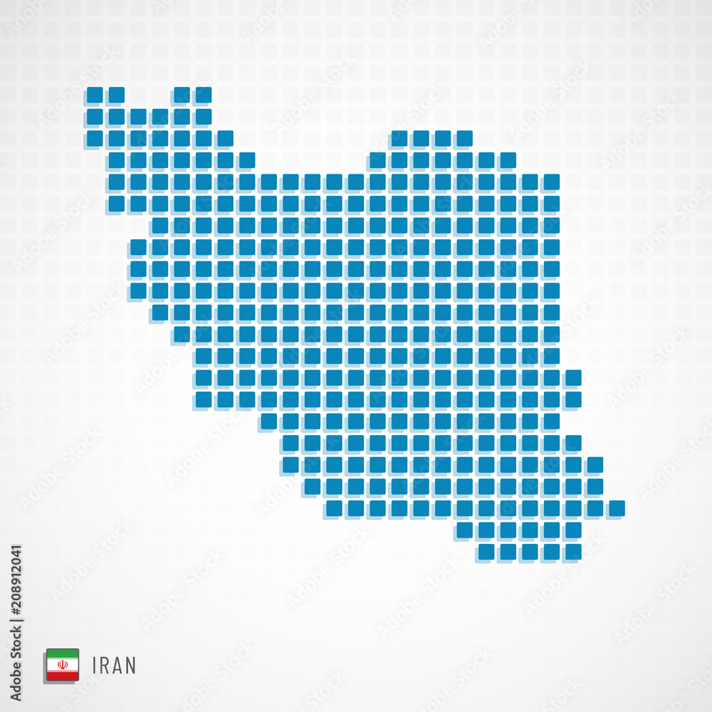 Fototapeta premium Iran map and flag icon