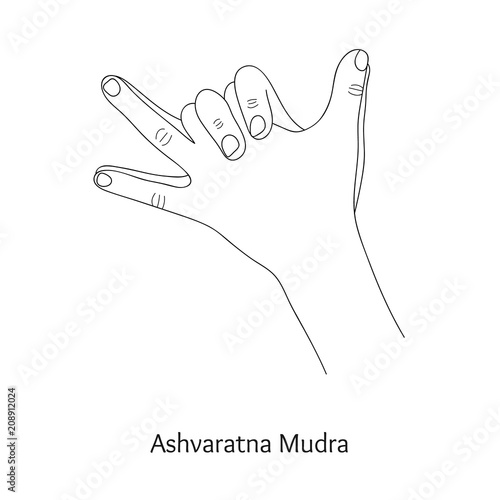 Ashvaratna Mudra / Gesture of Precious Horse. Vector.