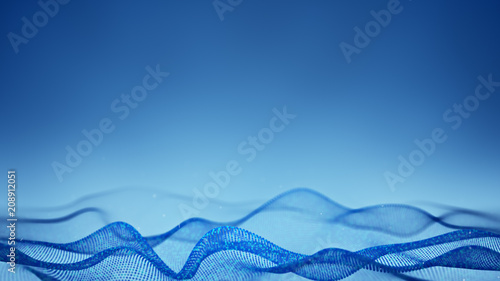 Abstract waves blue shape o...
