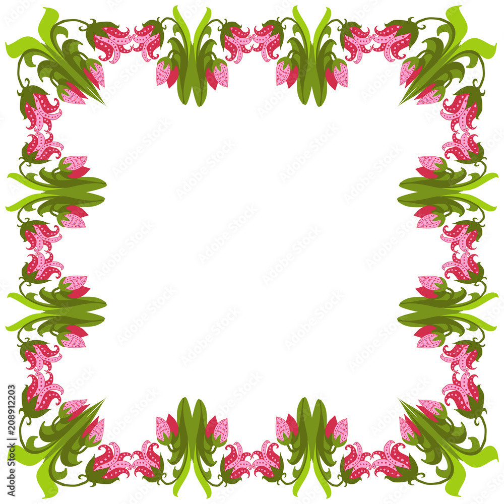 Naklejka premium Beautiful wreath. Elegant floral frame hand drawn. Design for invitation, wedding or greeting cards