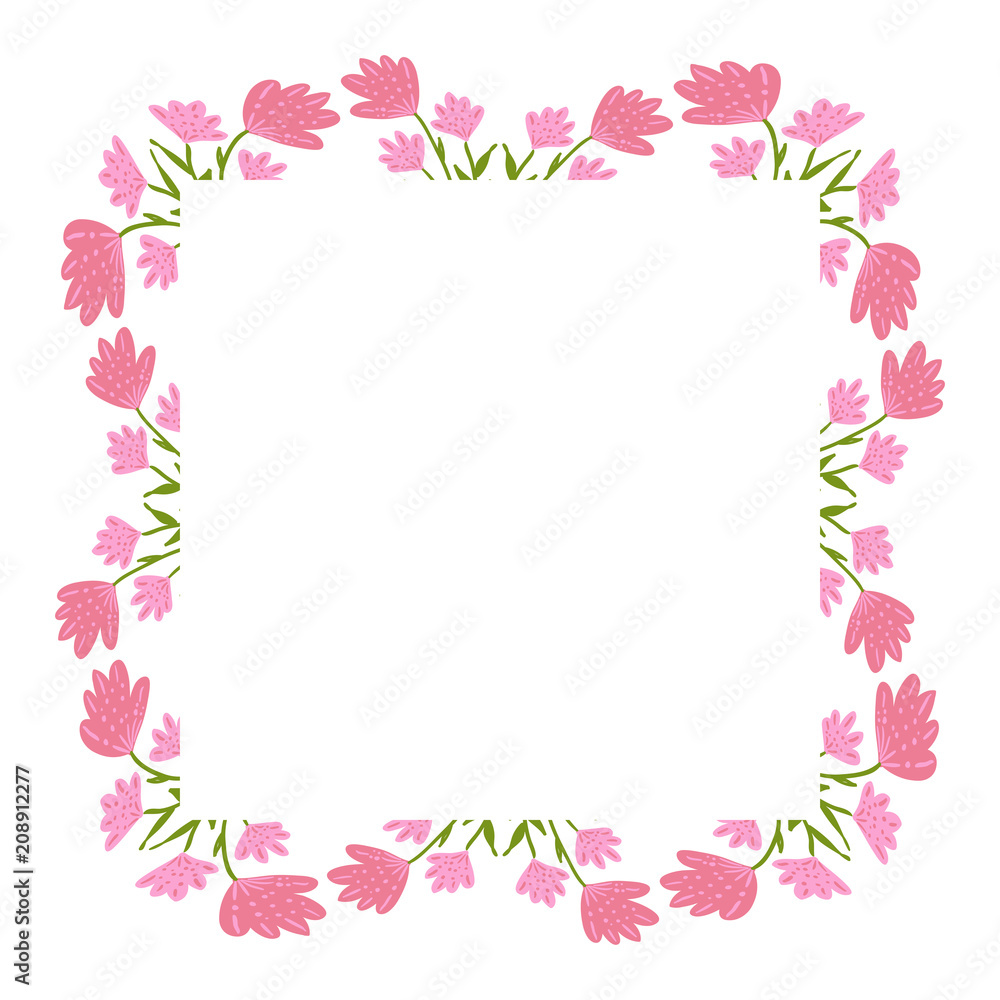 Beautiful wreath. Elegant floral frame hand drawn. Design for invitation, wedding or greeting cards