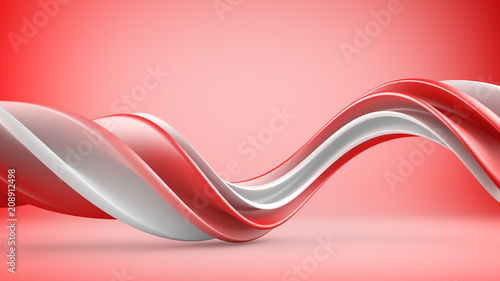 Red twisted spiral shape 3D...