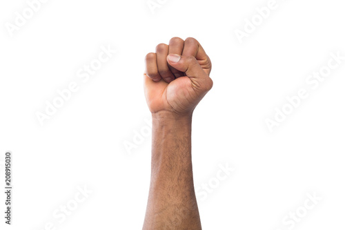 Принти на полотні Male black fist isolated on white background