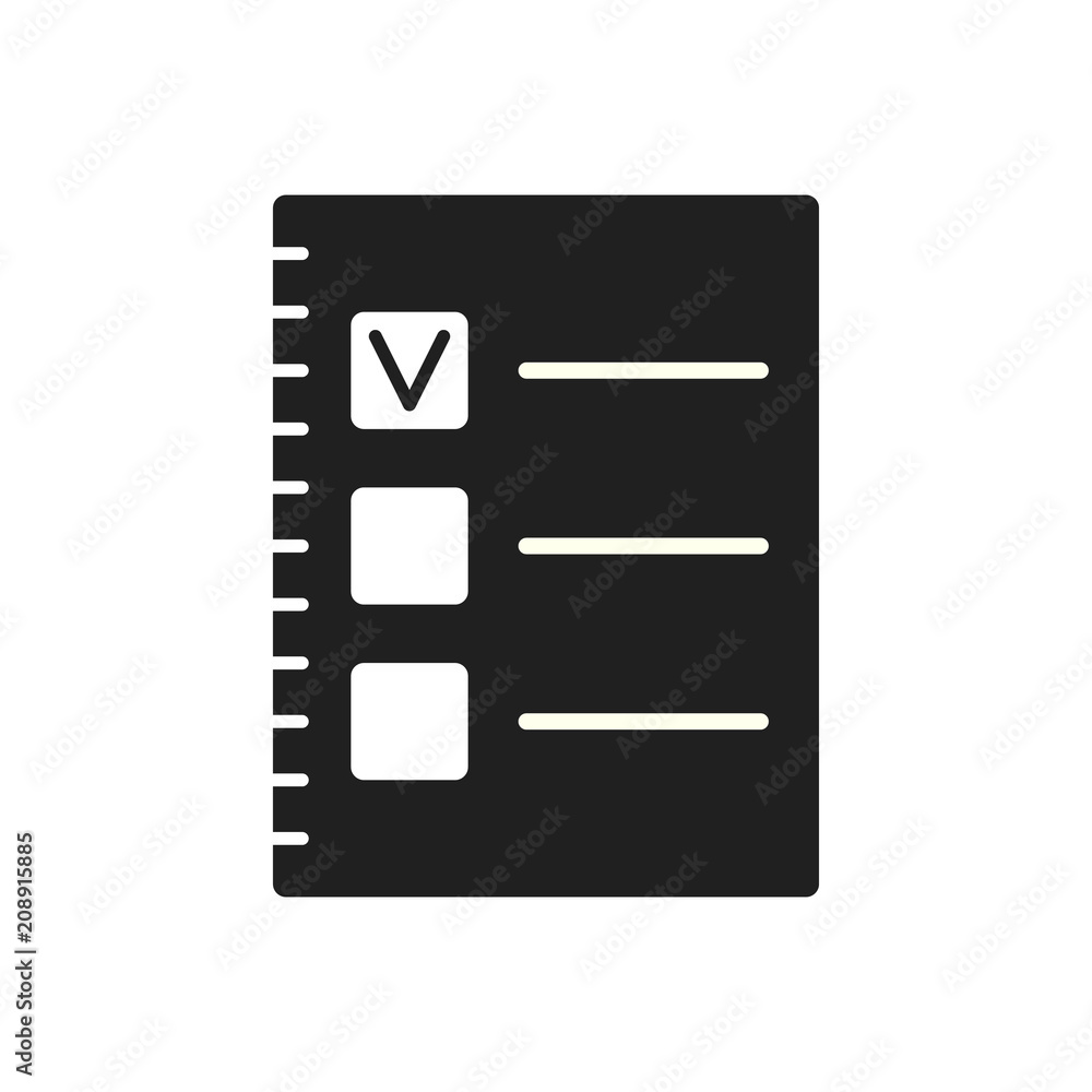 Checklist flat icon on white background black Checklist flat icon on white background black