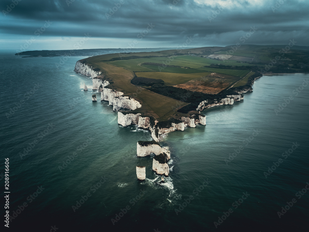 Old Harry Rocks in Dorset - Aerial View