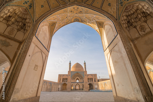 A historical mosque in Kashan, Iran. The mosque was built in the late 18th century by master-mimar Ustad Haj Sa'ban-ali. Property release is not needed for this public place. photo