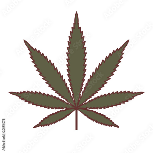 Marijuana or cannabis leaf. Medical cannabis. Vector Silhouette of a Hemp Leaf. Vintage Marijuana label logo template design. Weed icon. Vector illustration isolated on white background.
