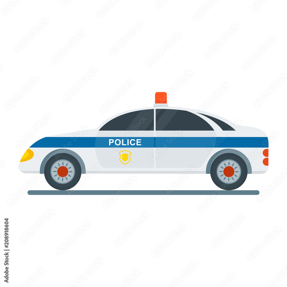 Police machine icon. Flat vector cartoon illustration. Objects isolated on a white background. Police machine icon. Flat vector cartoon illustration. Objects isolated on a white background.