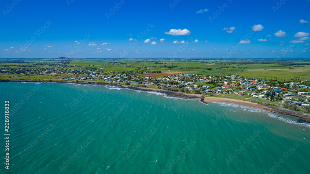 Burnett Heads, Queensland / Australia - December 2017 - Aerial Photo of the towns coastline
