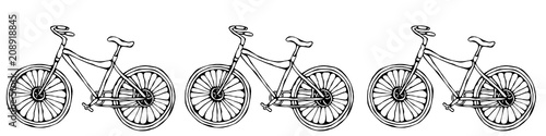 Vector hand drawn illustration of city bicycle in ink. Bike with step-through frame. Realistic Hand Drawn Illustration. Savoyar Doodle Style.