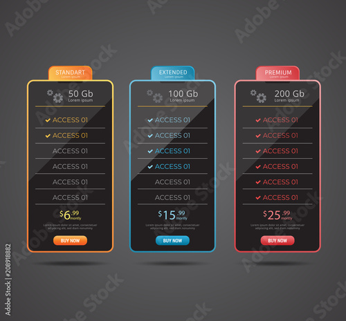 Host pricing for plan website banner. Customer buy package used.Vector illustration