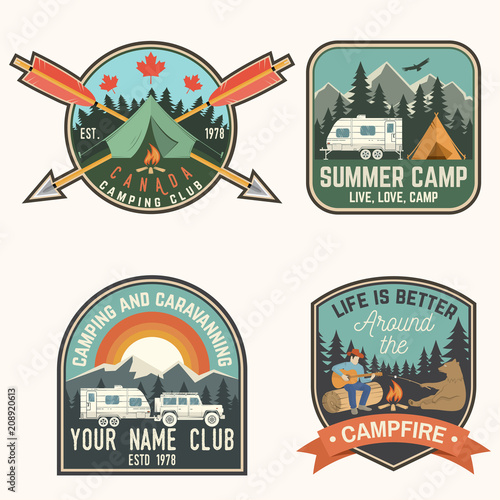 Set of Summer camp badges. Vector. Concept for shirt or logo, print, stamp, patch or tee.