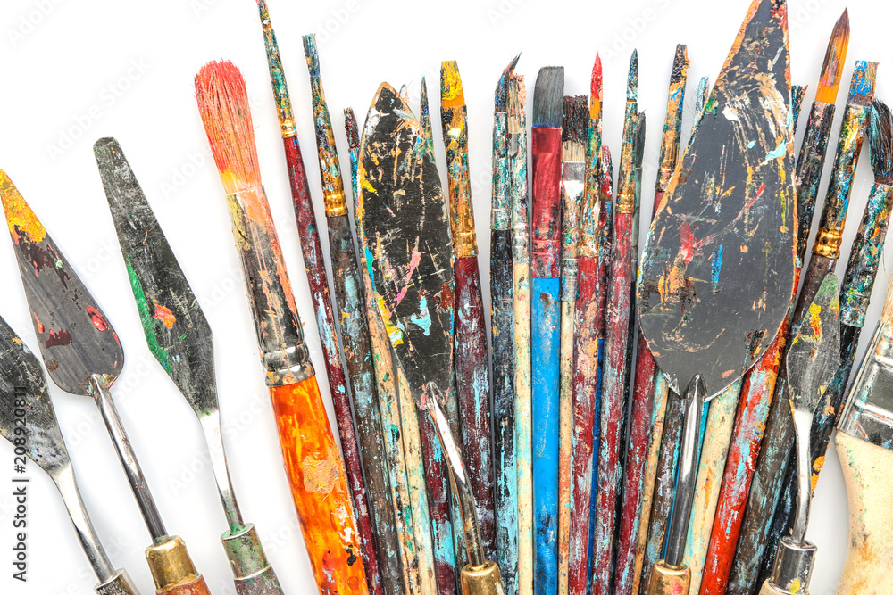 Obraz premium Painter's tools on white background