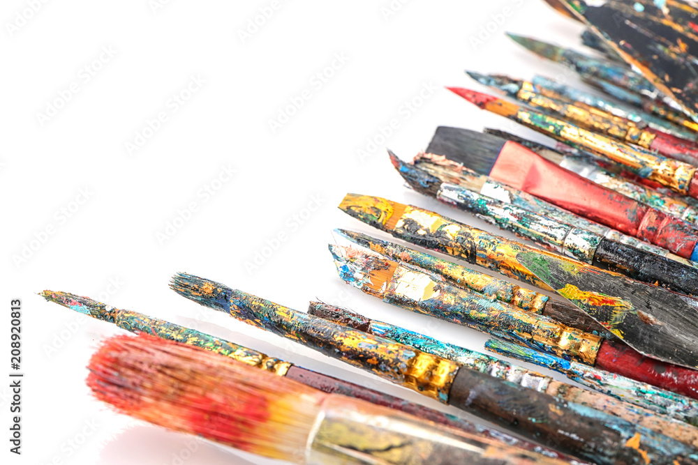 Fototapeta premium Painter's tools on white background, closeup