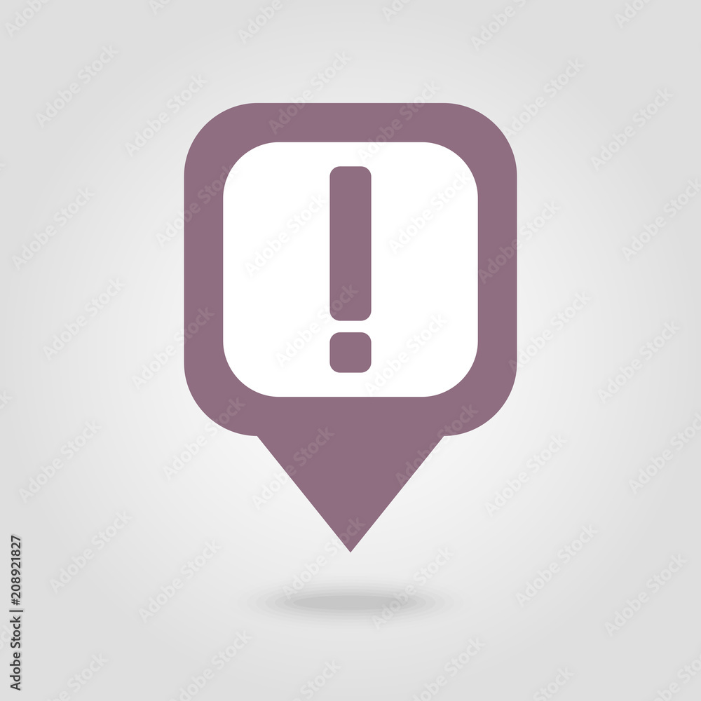 Warning attention, exclamation mark pin map icon Warning attention, exclamation mark pin map icon