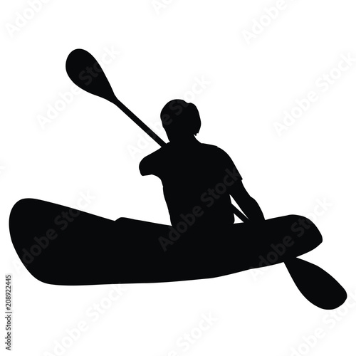 Kayaking isolated silhouette