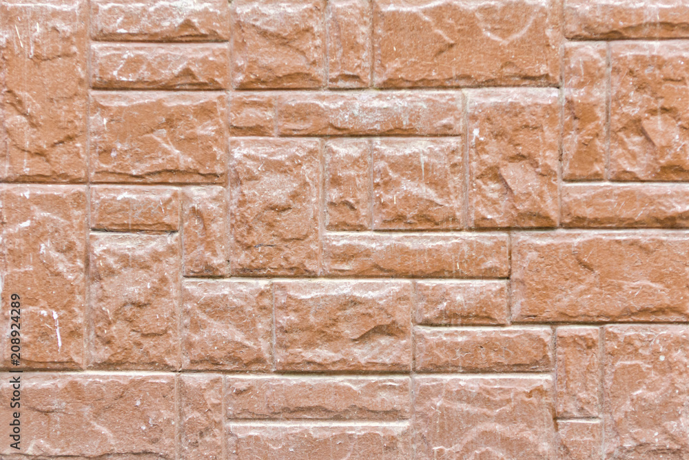 Fototapeta premium Brick wall painted in brown color. Background