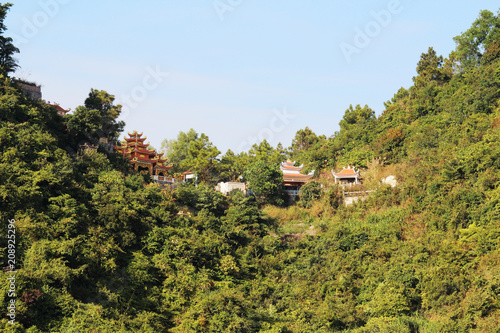 A pagoda uphill in Cat ba town in Vietnam