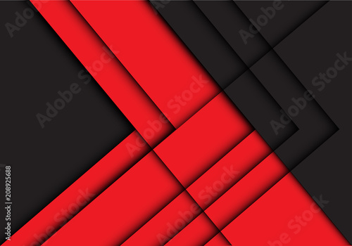 Abstract red black line arrow shadow direction design modern futuristic background vector illustration.