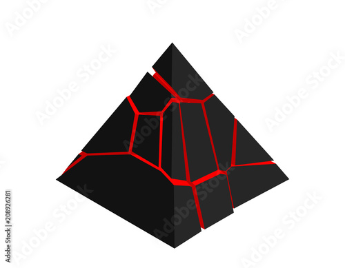 Broken pyramid. Isolated on white background. Isometric projection.