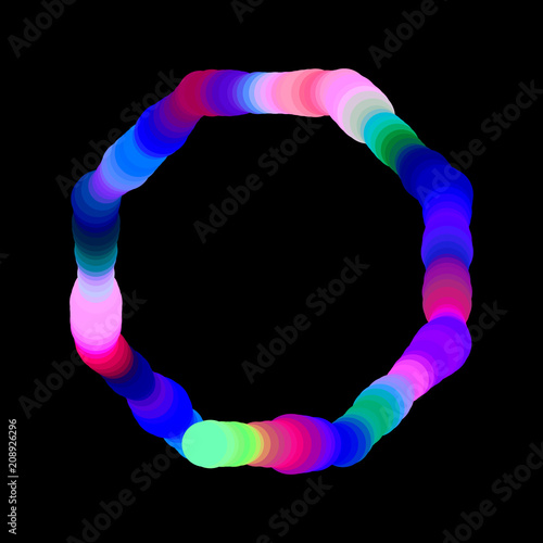 Abstract luminance octahonal frame. Isolated on black background. Vector colorful illustration.